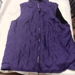 Women's Large Reversible Jones of New York Vest Cotton Poly Blend Purple Black